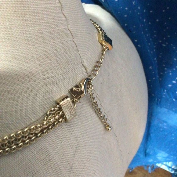 NWT Orange & Cream Necklace Chunky Chain & Interlinked Accents - Picture 9 of 15